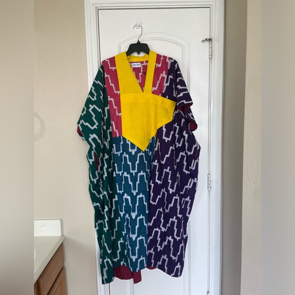 Dye lab Adire Tie dye African bubu Agbada kaftan kimono NWOT - Picture 5 of 8